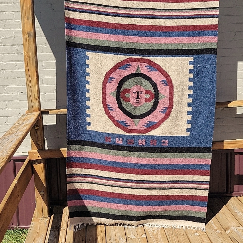 Woven Blanket Throw From Cancun. Measures 74" By 45".